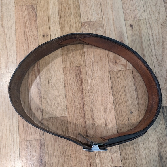 Black Leather Gun Belt Safety Speed Holster Belt Montebello Cal Belt 32 USA - Picture 3 of 15